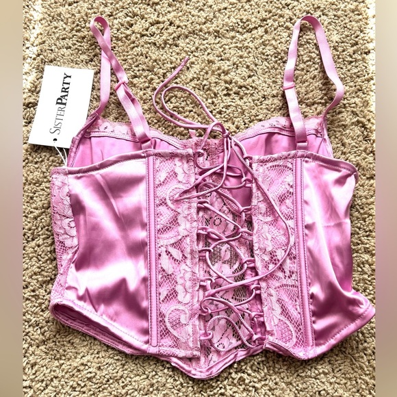 NWT Pink Lace Corset Top | SisterParty | Size: XXS - Picture 7 of 11